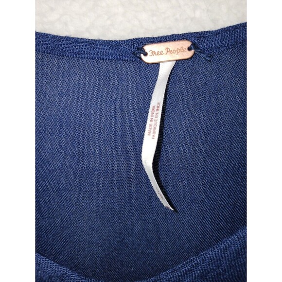 Free People Navy Blue Sheer Long Flowy Tank Top with Adjustable Straps Small - Picture 3 of 8